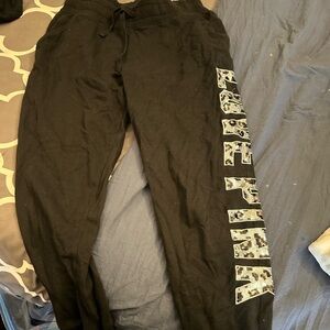 Victoria Secret PINK Black leopard print sequin jogger sweats